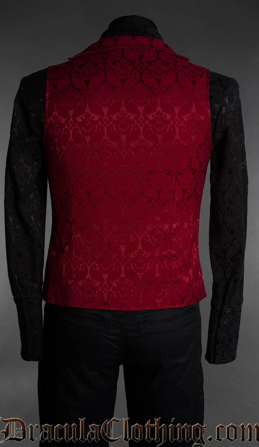Red Brocade Double Buttoned Vest - Image 2
