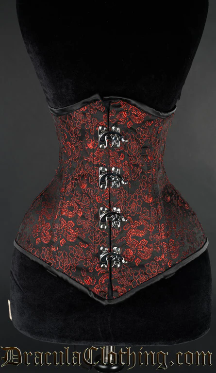 Red Brocade Extreme Waist Clasp Corset