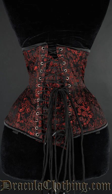 Red Brocade Extreme Waist Clasp Corset - Image 3