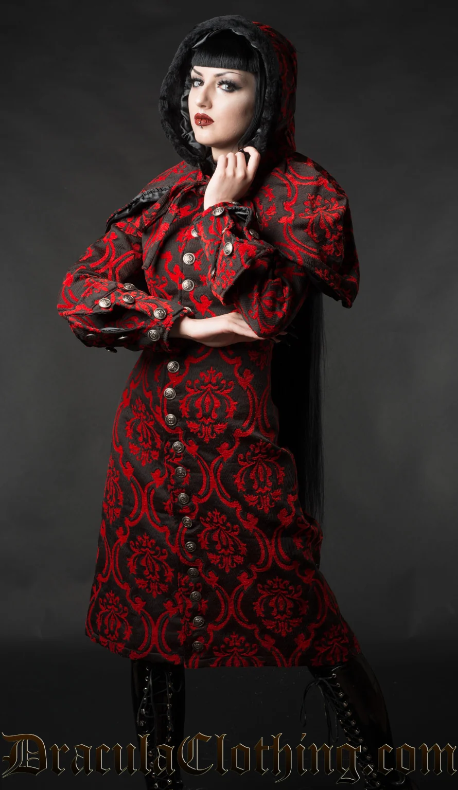 Red Brocade Female Admiral Coat - Image 3