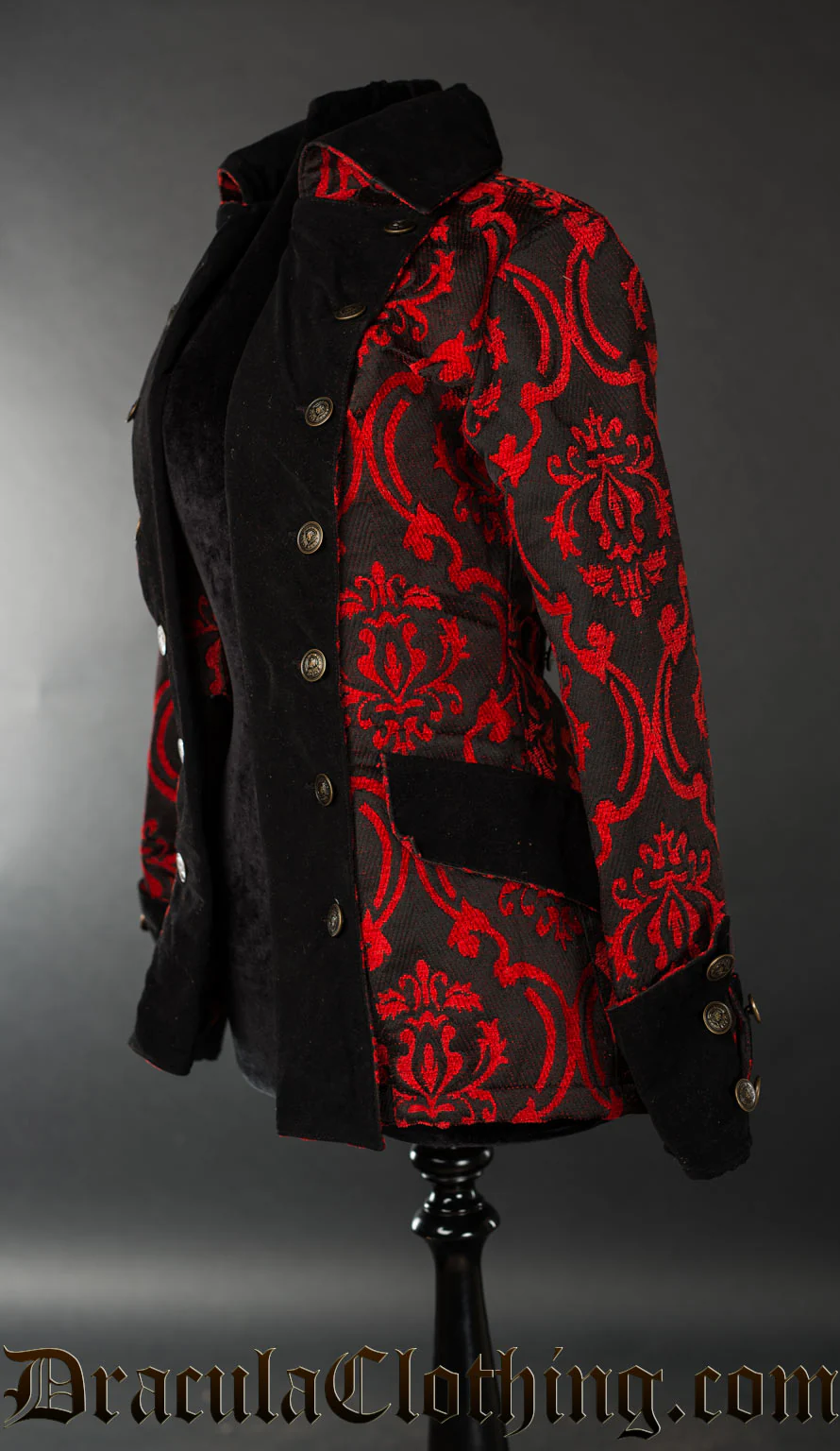Red Brocade Female Pirate Jacket - Image 3
