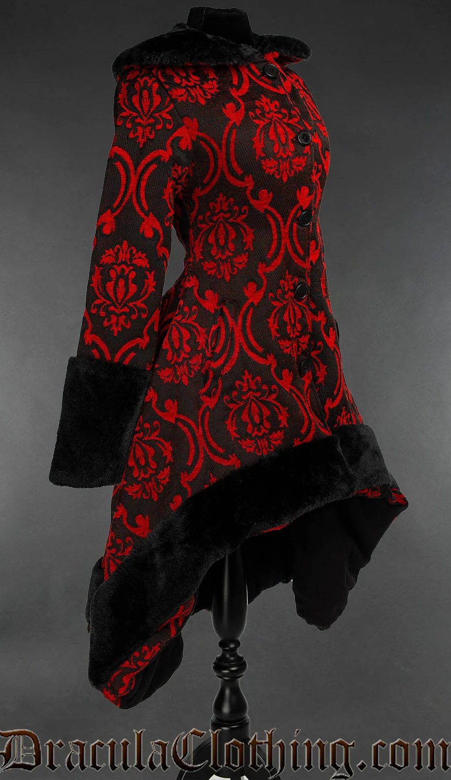 Red Brocade Frock Coat - Image 3
