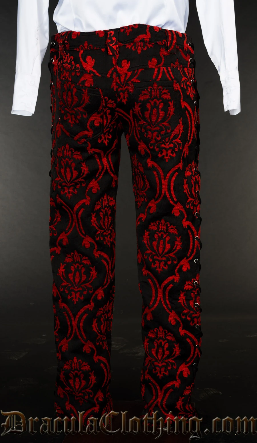 Red Brocade Laced Pants - Image 2