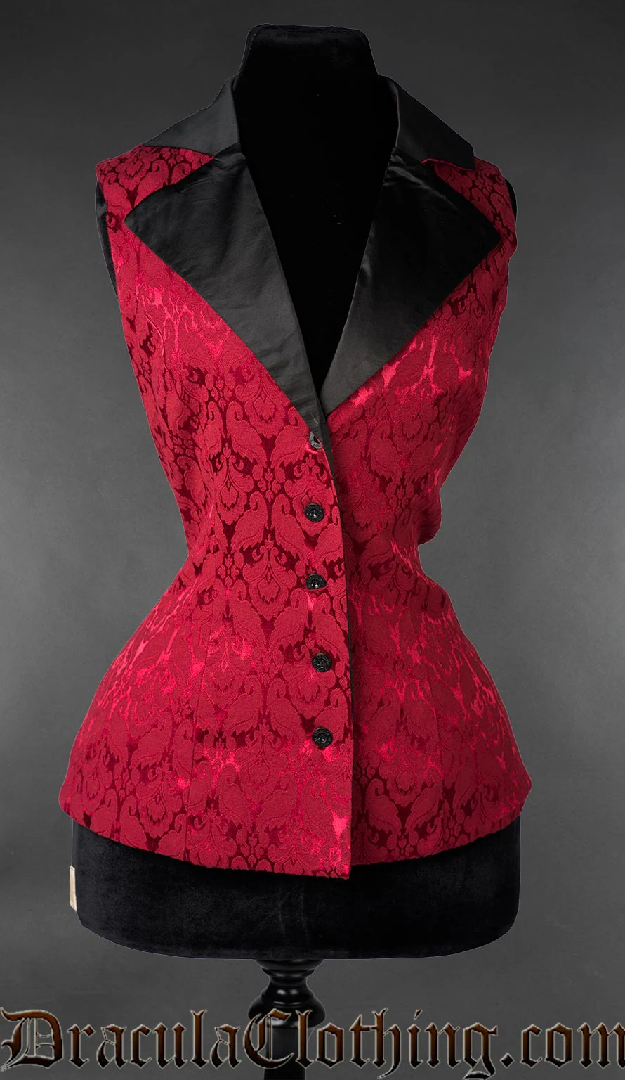 Red Brocade Ladies Vest - Image 4