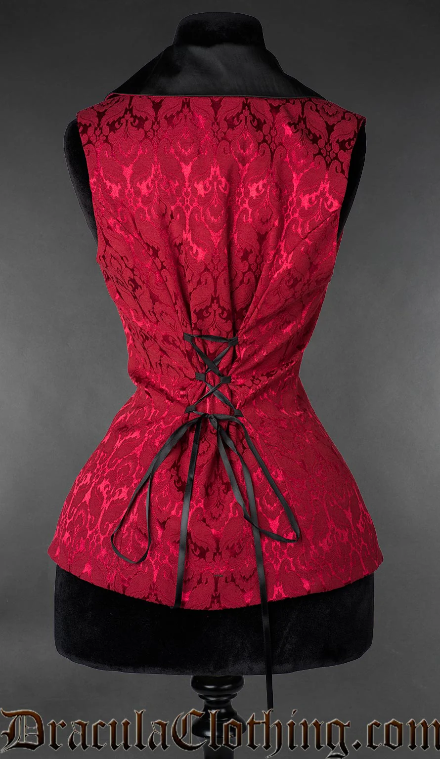 Red Brocade Ladies Vest - Image 5