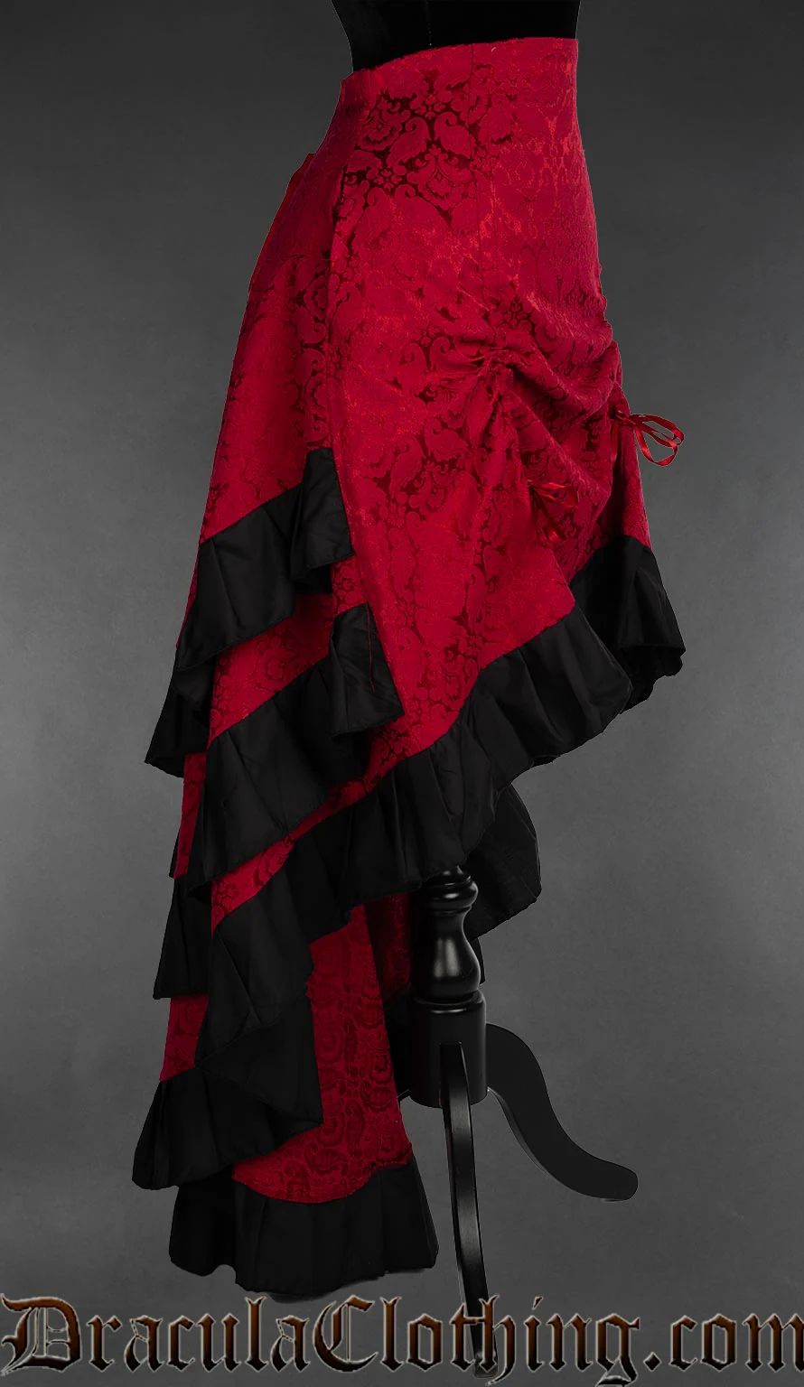 Red Brocade Layer Bustle Skirt - Image 3
