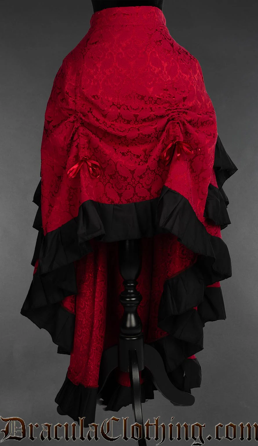 Red Brocade Layer Bustle Skirt - Image 5