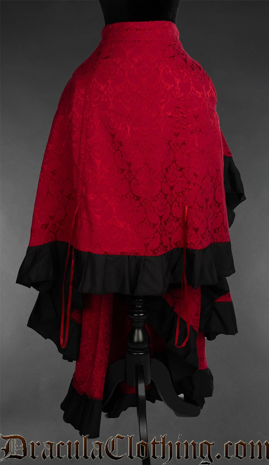 Red Brocade Layer Bustle Skirt - Image 6