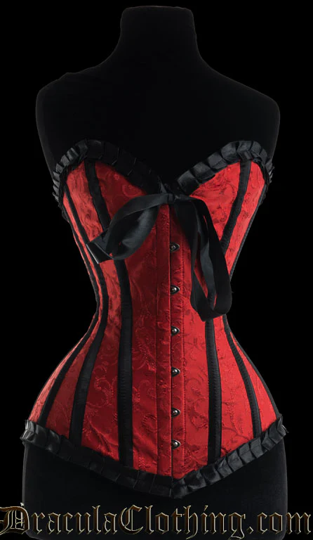 Red Brocade Romantic Overbust - Image 4