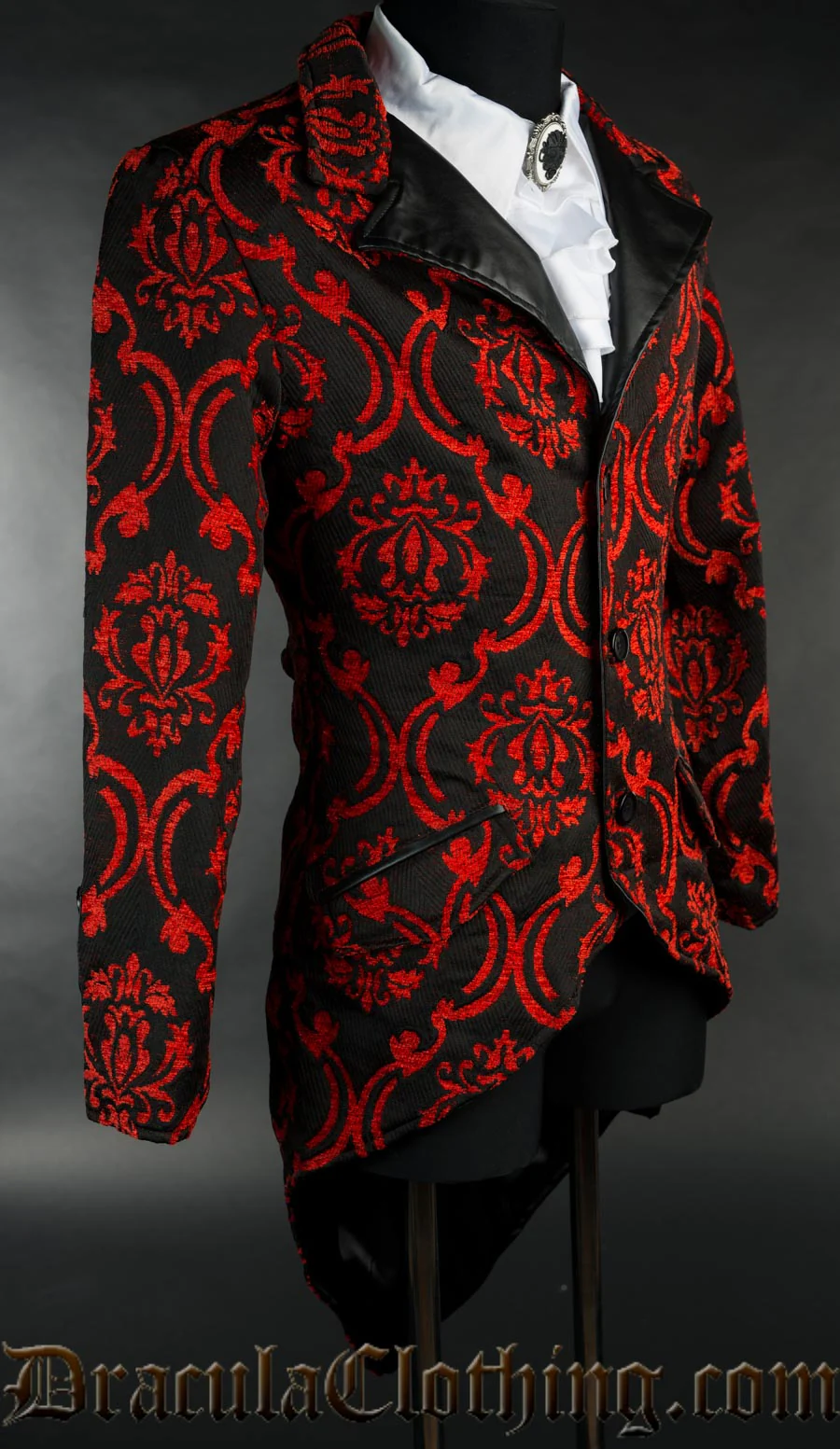 Red Brocade Tailcoat - Image 3