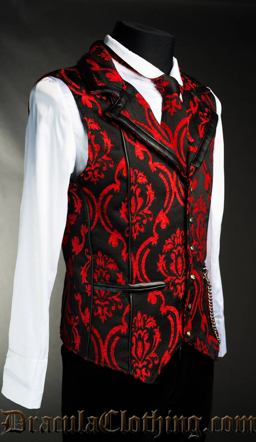 Red Brocade Tesla Vest - Image 3