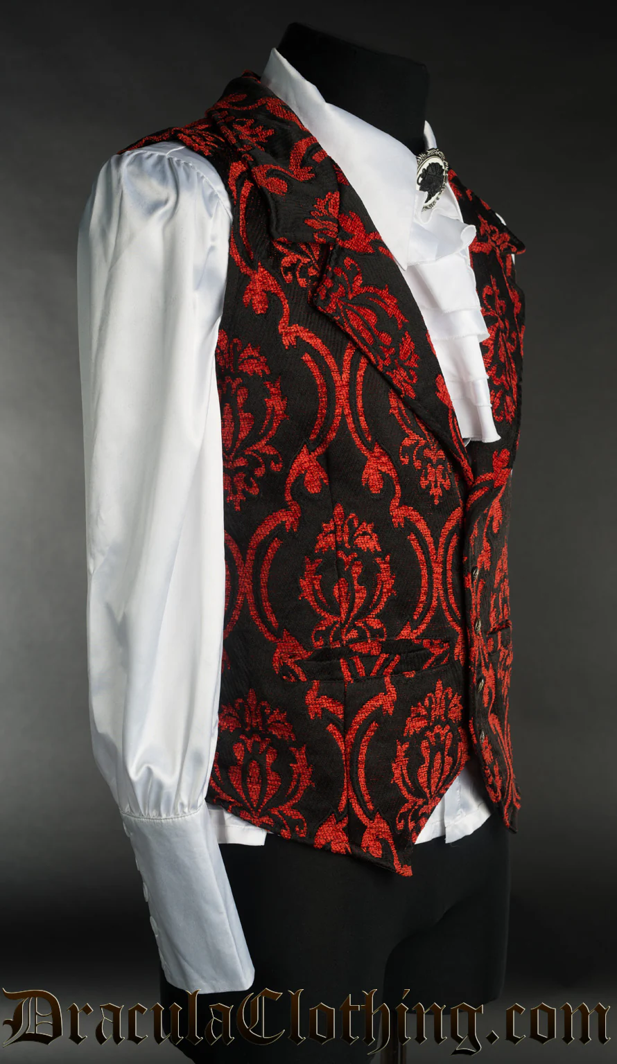 Red Brocade Waistcoat - Image 2