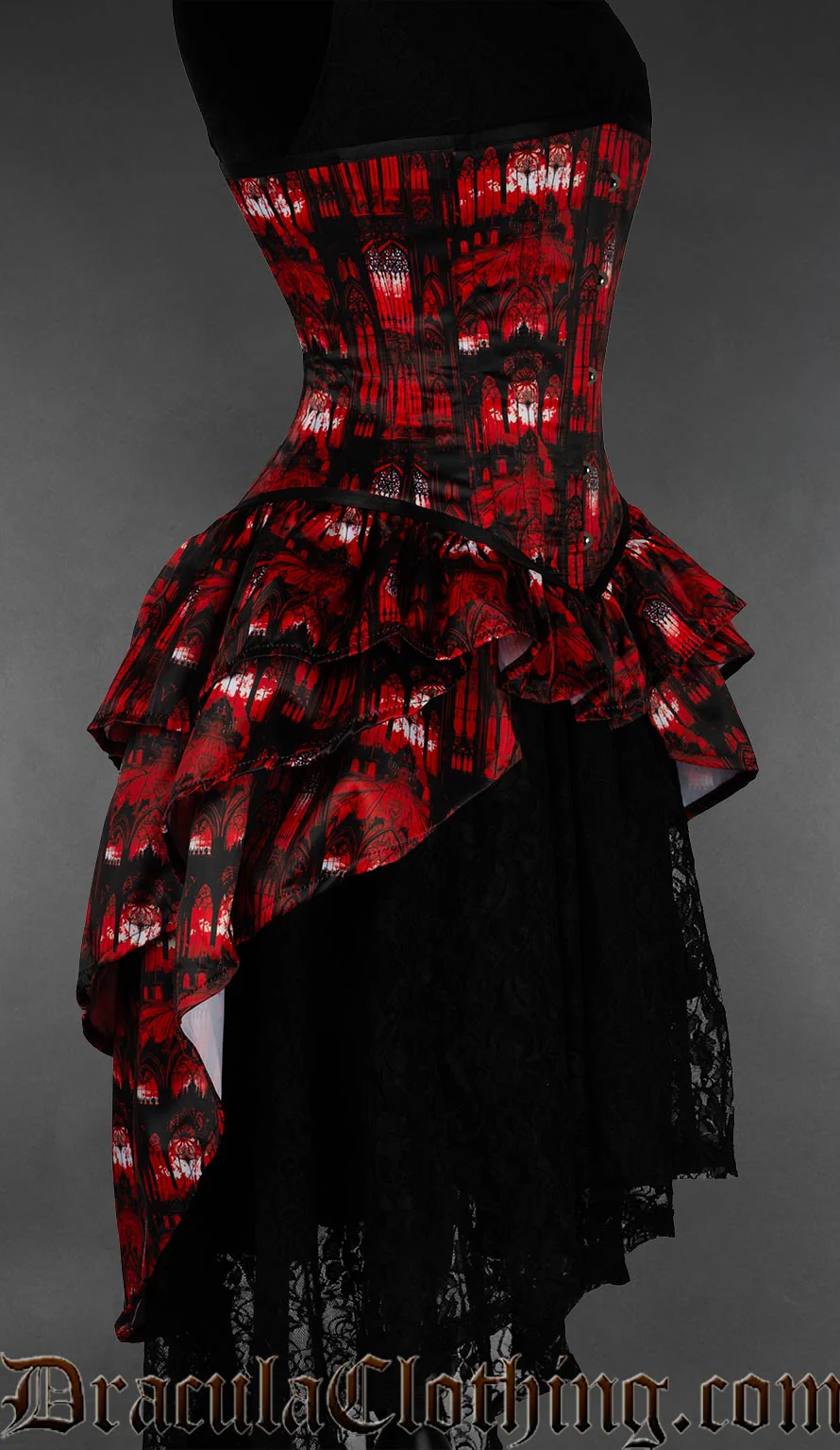 Red Cathedral Bustle Corset - Image 2