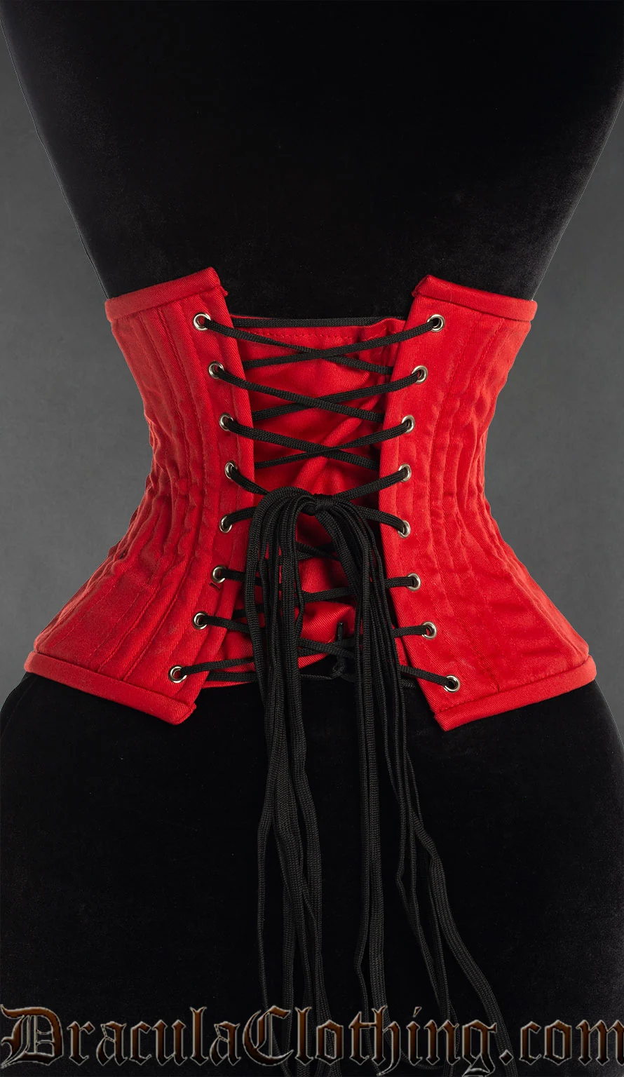 Red Cotton Double Boned Waist Cincher - Image 2