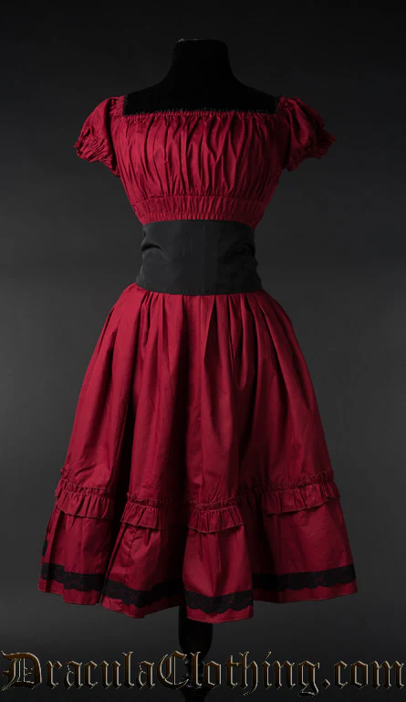 Red Cotton Gothabilly Dress - Image 2