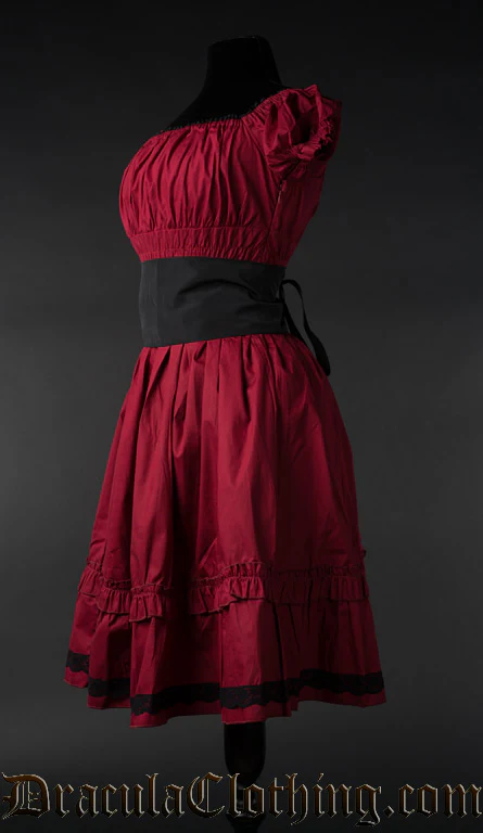 Red Cotton Gothabilly Dress - Image 3