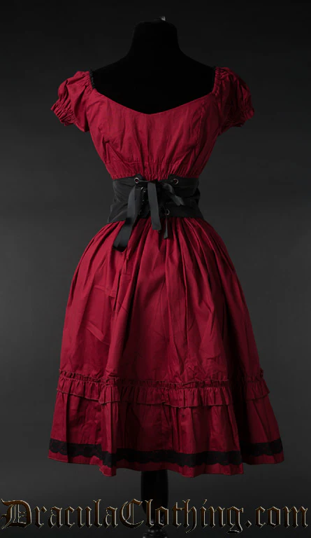 Red Cotton Gothabilly Dress - Image 4