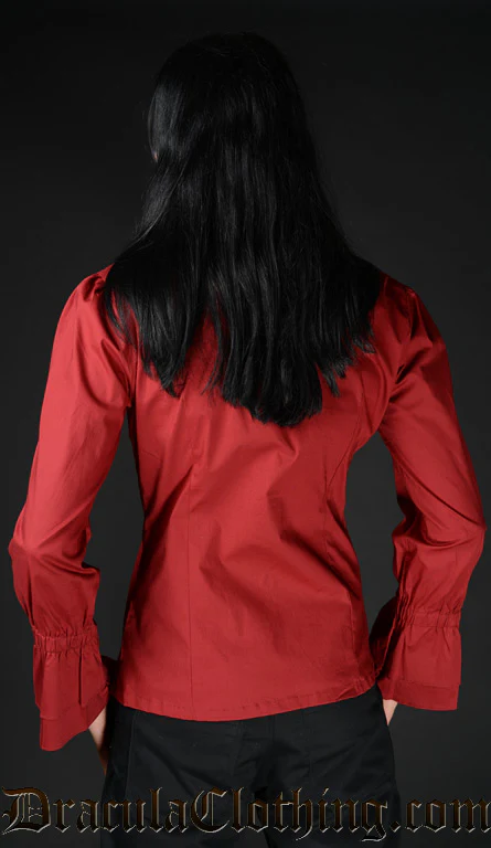 Red Cotton Ruffle Shirt - Image 2