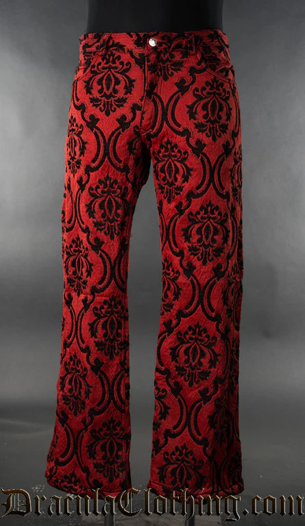 Red Jacquard Boots Pants - Image 2