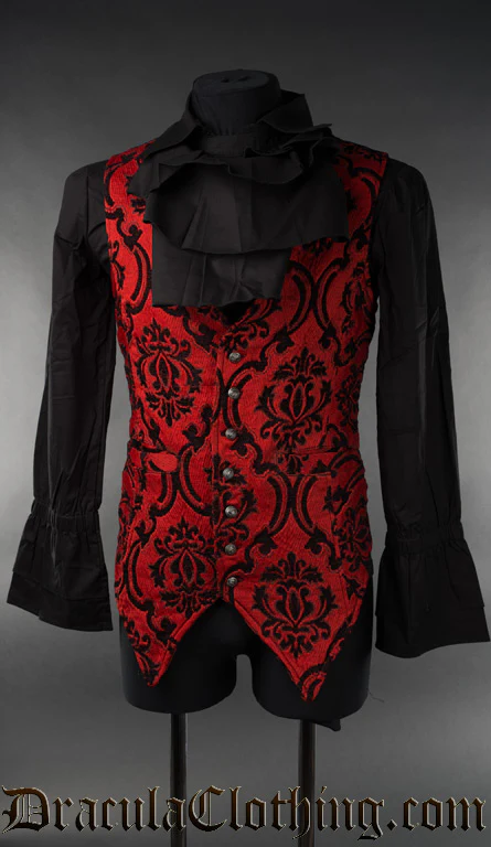 Red Jacquard Long Vest