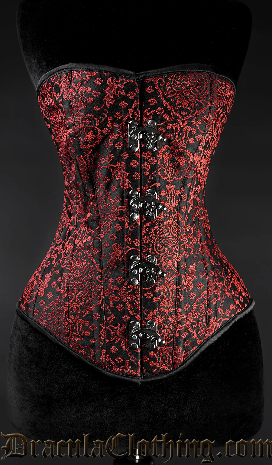 Red Jacquard Overbust Clasp Corset