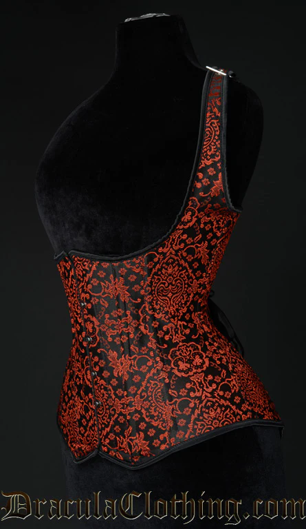 Red Jacquard Shoulder Corset - Image 2