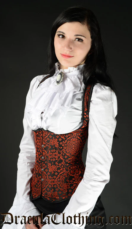 Red Jacquard Shoulder Corset - Image 3