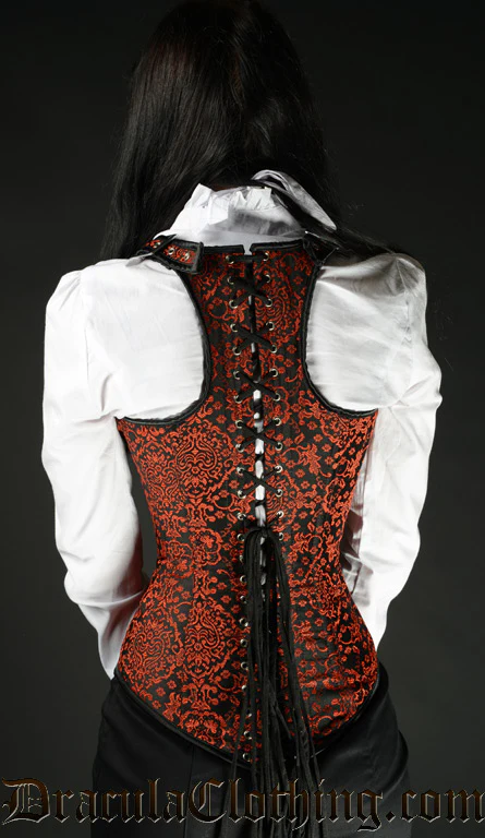 Red Jacquard Shoulder Corset - Image 4
