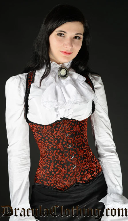 Red Jacquard Shoulder Corset - Image 5