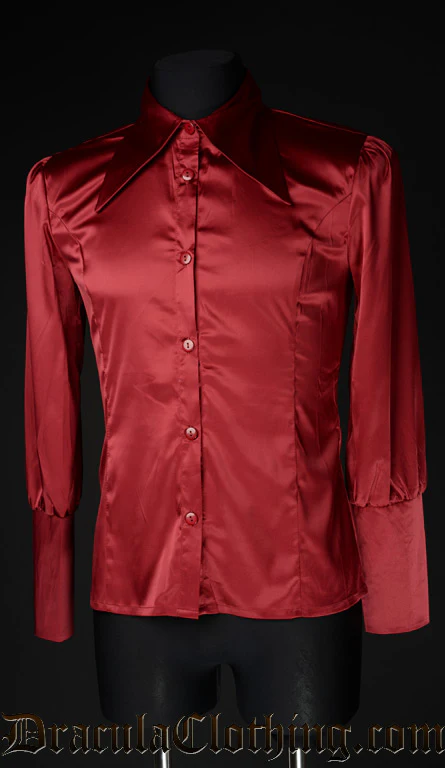 Red Satin Cravat Shirt - Image 2