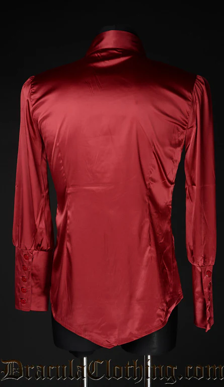 Red Satin Cravat Shirt - Image 3