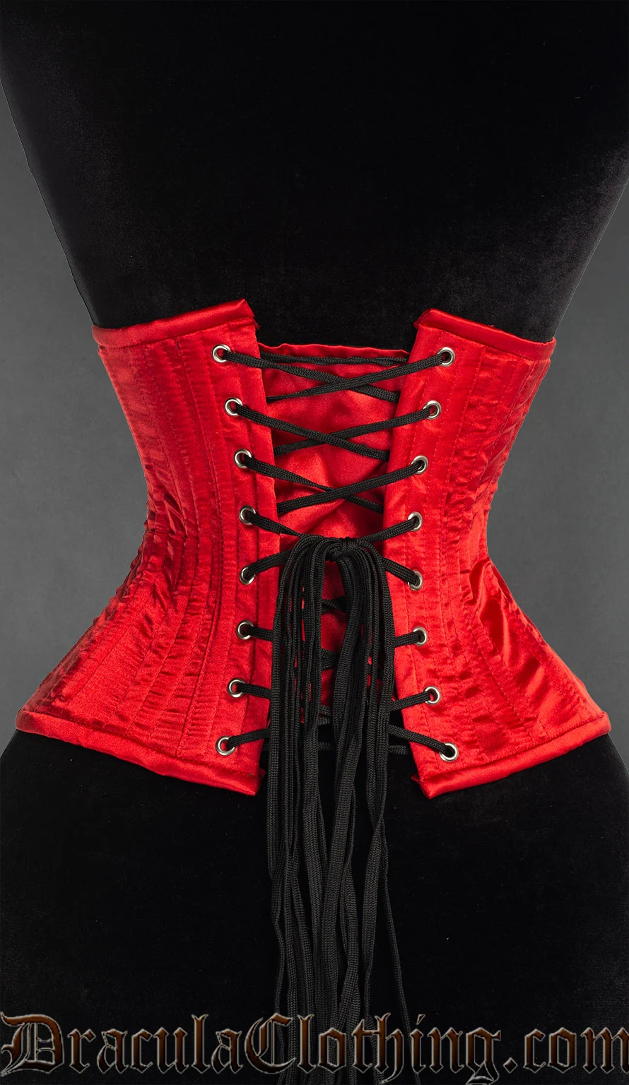 Red Satin Double Boned Waist Cincher - Image 2