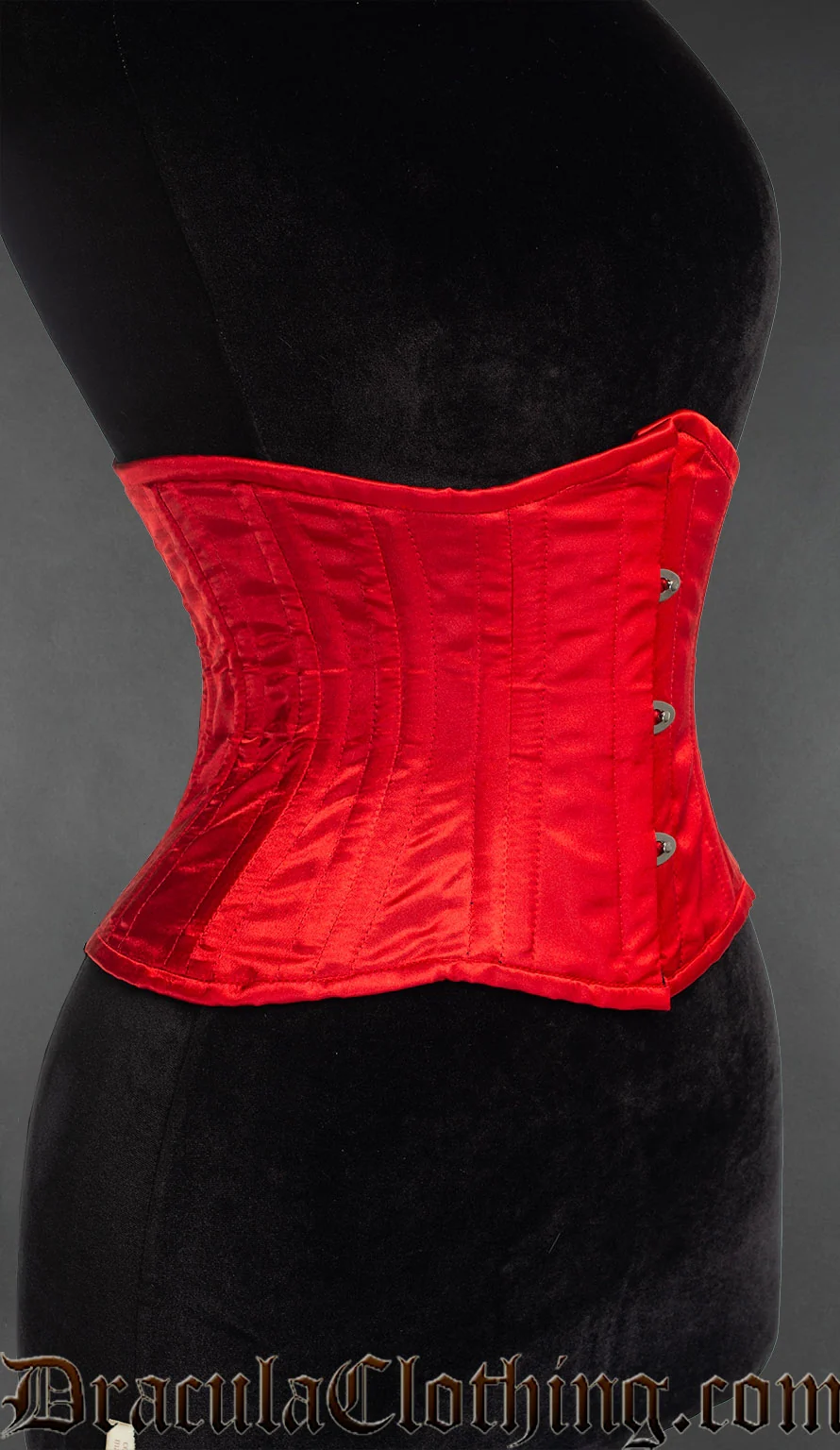Red Satin Double Boned Waist Cincher - Image 3