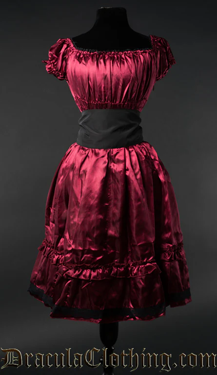 Red Satin Gothabilly Dress - Image 2