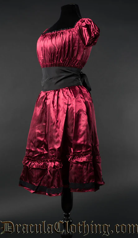 Red Satin Gothabilly Dress - Image 3
