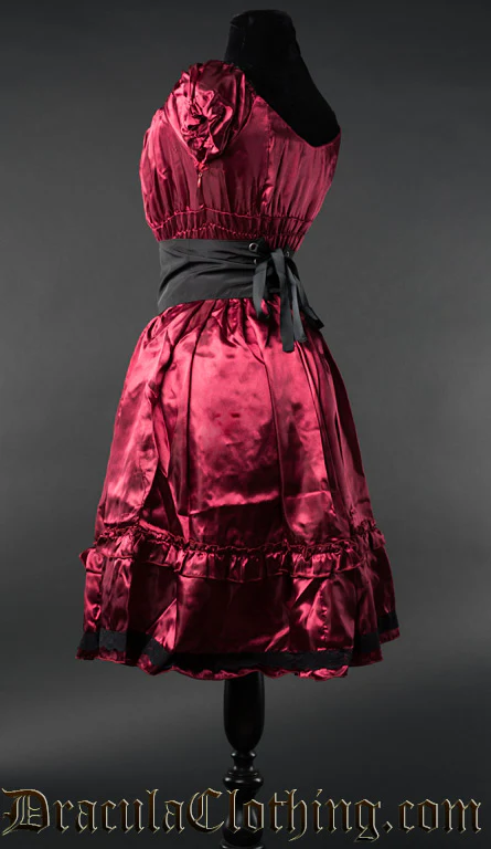 Red Satin Gothabilly Dress - Image 4