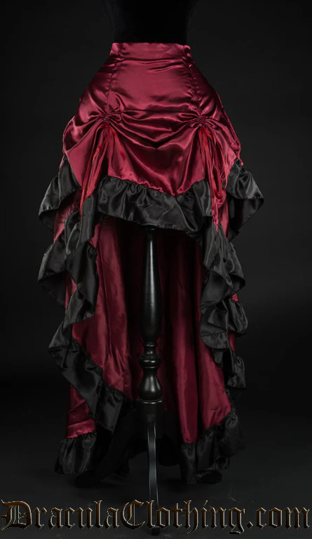 Red Satin Layer Bustle Skirt - Image 2