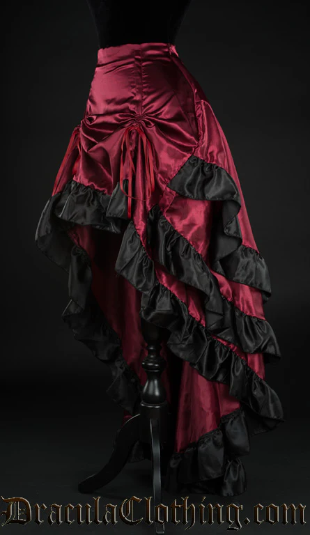Red Satin Layer Bustle Skirt - Image 3