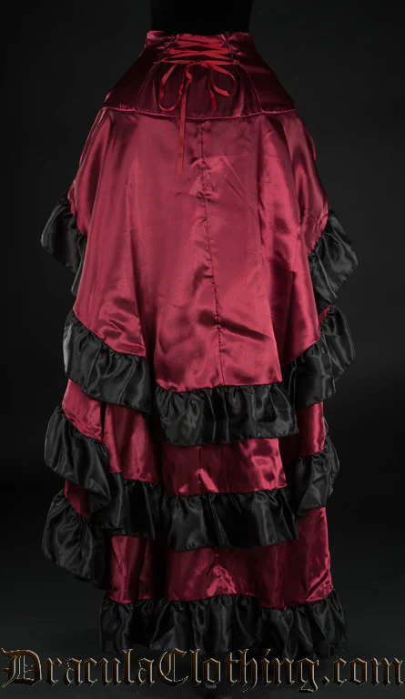 Red Satin Layer Bustle Skirt - Image 4