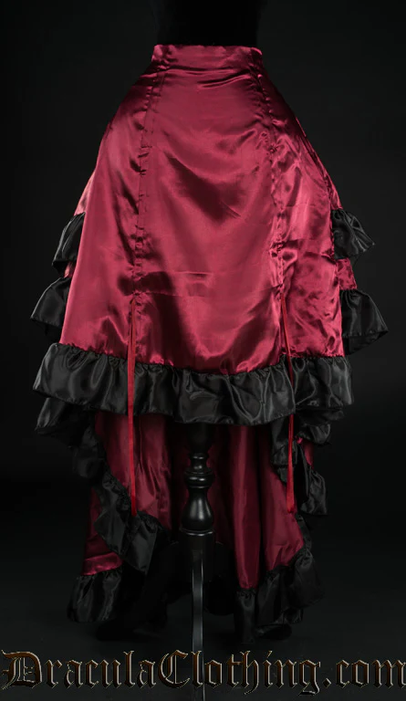 Red Satin Layer Bustle Skirt - Image 5