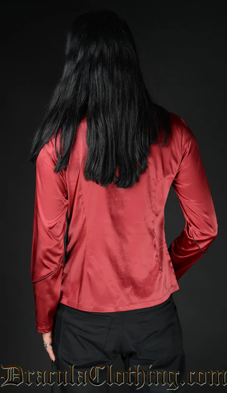 Red Satin Military Shirt - Image 2