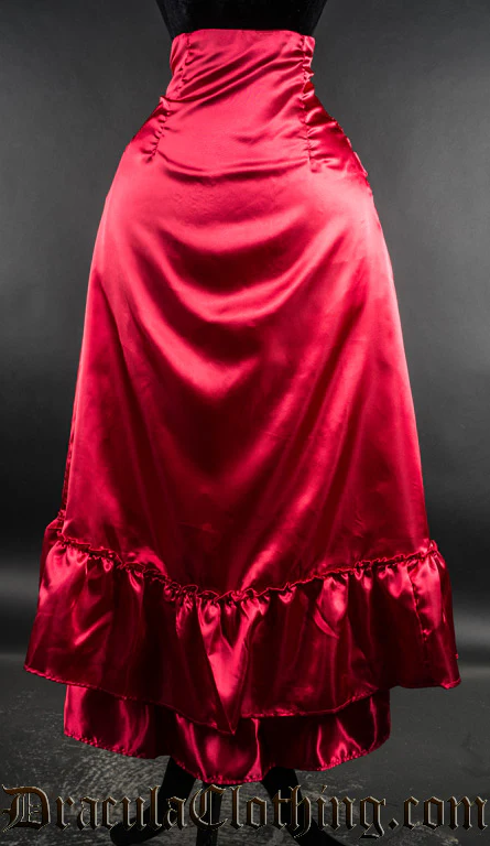 Red Satin Two Layer Bustle Skirt