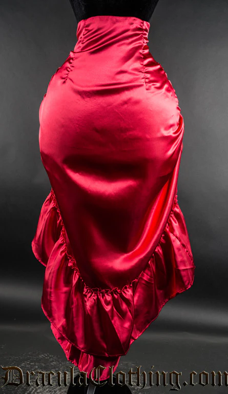 Red Satin Two Layer Bustle Skirt - Image 2