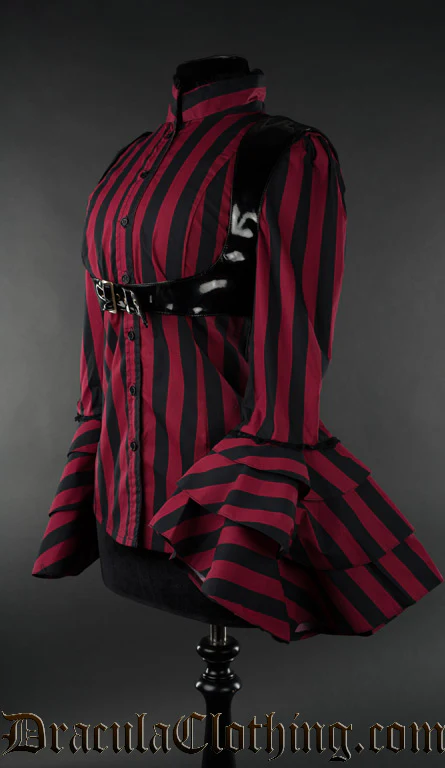 Red Striped Buckle Blouse - Image 3