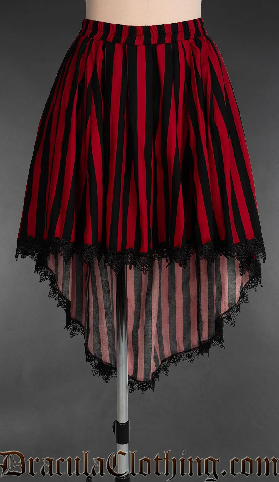 Red Striped High Low Skirt - Image 2