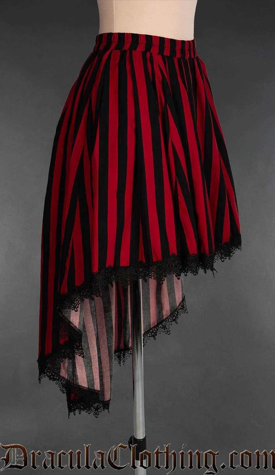 Red Striped High Low Skirt - Image 3
