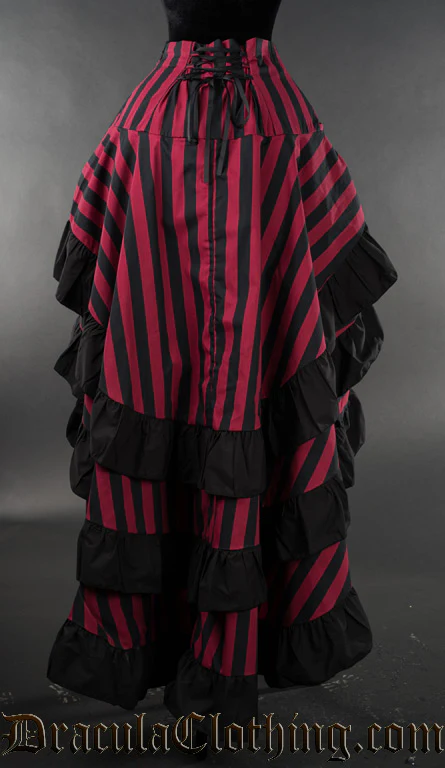 Red Striped Layer Bustle Skirt - Image 3