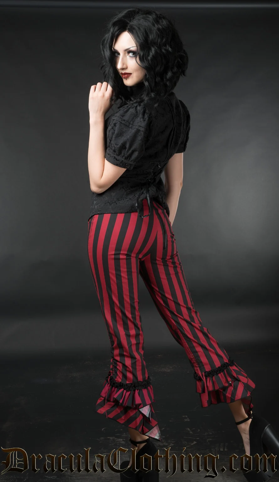 Red Striped Ruffle Pants - Image 2