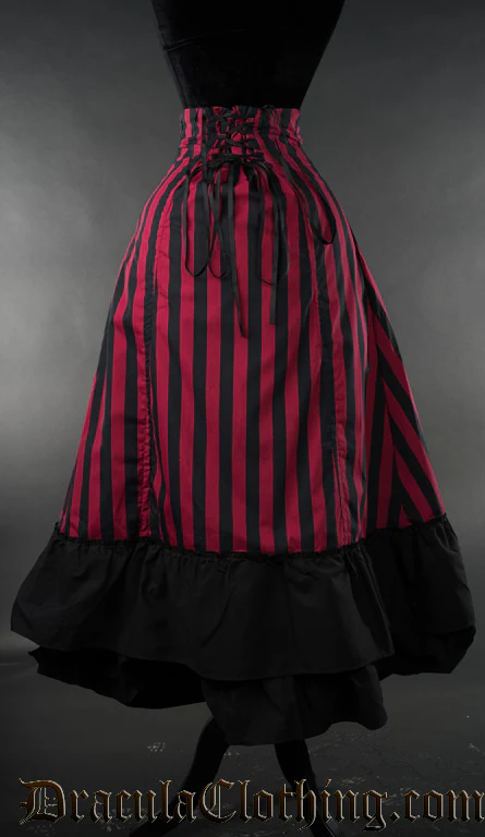 Red Striped Two Layer Bustle Skirt - Image 2