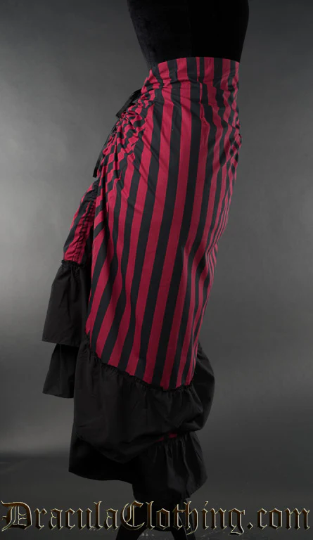Red Striped Two Layer Bustle Skirt - Image 3